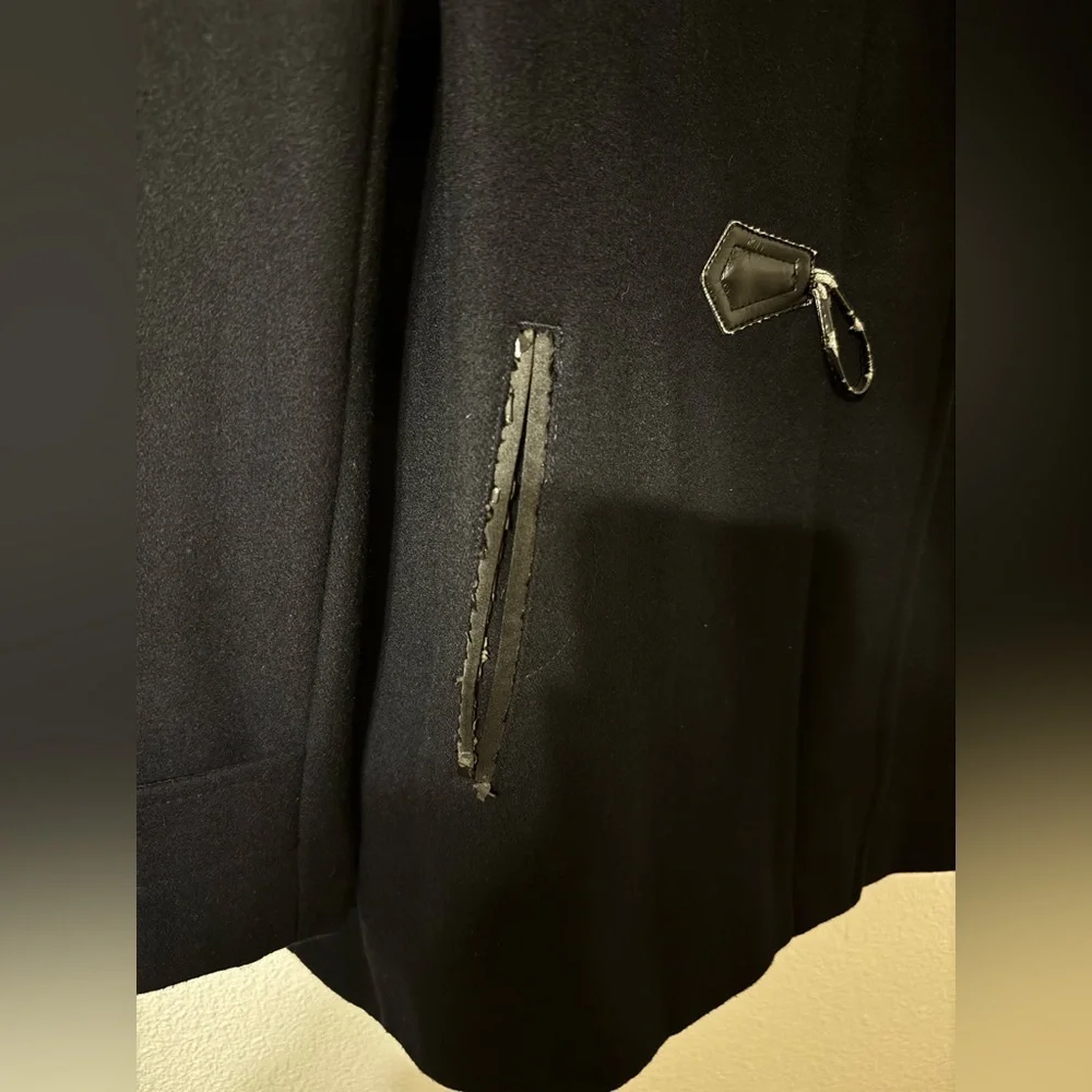 Liz Claiborne Black Peacoat with Toggle, Hood and Zipper - Picture 4 of 10